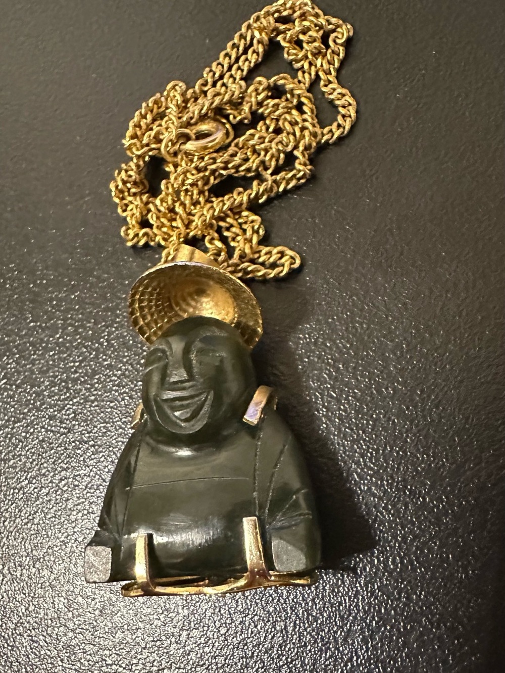 VINTAGE NEPHRITE JADE BUDDHA PENDANT NECKLACE